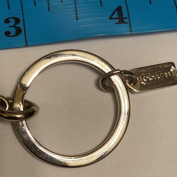NWT Coach Signature Silver Turnlock Valet Keyring Key Fob Chain Embossed - Picture 10 of 10